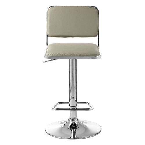 Premier Housewares Light Grey Seat and Chrome Base Bar Stool, Adjustable Height Kitchen Bar Stool, Footrest Swivel Barstool