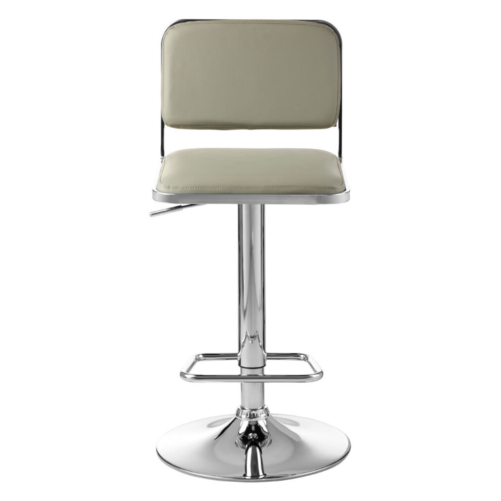 Premier Housewares Light Seat And Chrome Base Bar Stool, Adjustable Height Kitchen Bar Stool, Footrest Swivel Barstool Grey