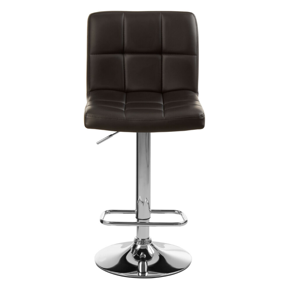 Premier Housewares Adjustable Height Quilted Bar Stool With Chrome Base, Comfortable Bar Chair, Sleek Modern Bar Stool
