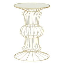 Practical Light Gold Finish Frame Table, Compact Side Table For Livingroom, Mirrored Top Small Lounge Table