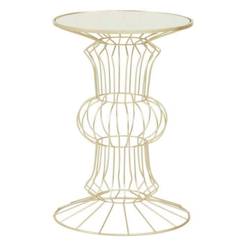 Premier Housewares Practical Light Gold Finish Frame Table, Compact Side Table For Livingroom, Mirrored Top Small Lounge Table