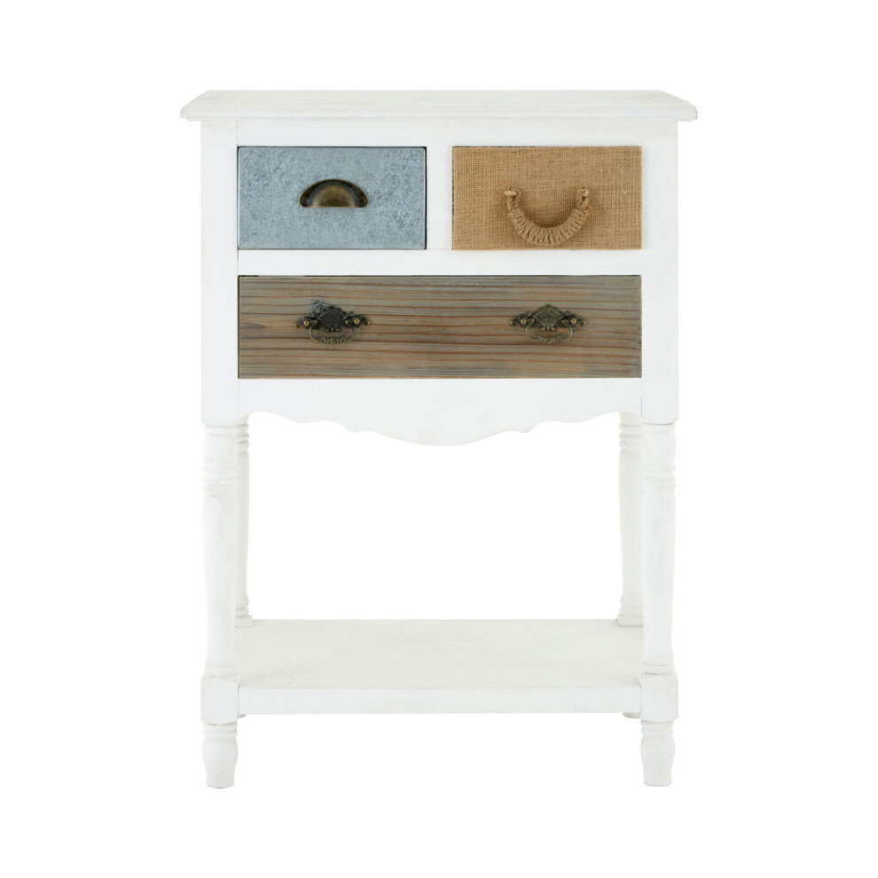 Premier Housewares Coastal Style 3 Drawer Chest, 3 Drawer Dresser, Drawer Chest, Bedroom Drawers Unit White