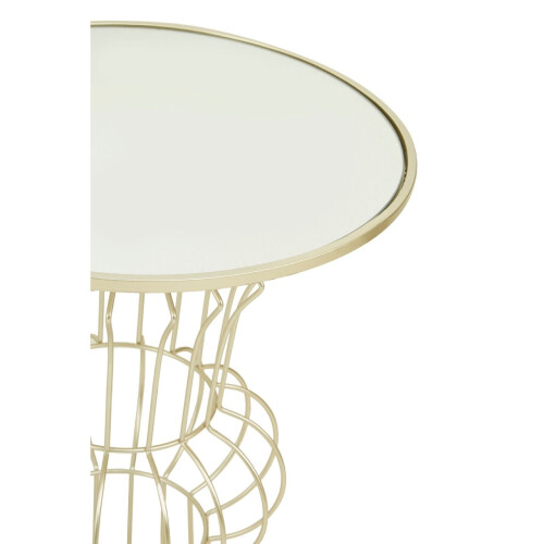 Premier Housewares Practical Light Gold Finish Frame Table, Compact Side Table For Livingroom, Mirrored Top Small Lounge Table 2