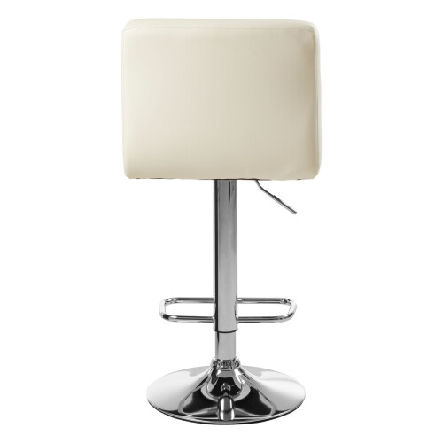 Premier Housewares Sleek White Quilted Chrome Base Bar Stool, Comfortable Bar Chair, Adjustable Height Modern Bar Stool 1