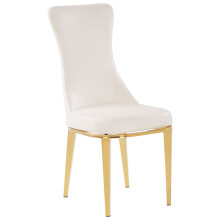 White Dining Chair, Comfortable Leather Desk Chair, Backrest Dining chair, Faux White Leather