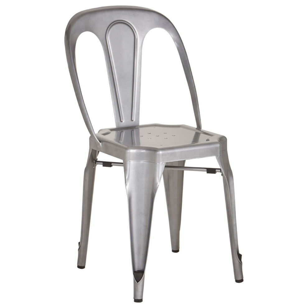 Premier Housewares Chair With Metal Frame, Comfy Outdoor Metal Chair, Effortless Cleaning Metal Chair Grey