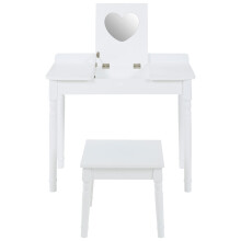 Childrens Dressing Table and Chair, Crisp White Dressing Table with Mirror, Body Posture Vanity Chair