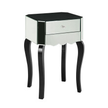 Modern 1 Drawer Mirrored Glass Side Table, Sleek Side Table For Livingroom, Glass Finished Bedside Table