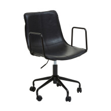 Claw Base Black Leather Home Office Chair, Upholstered Seat Of Office Chair, Height Adjustable Swivel Chair