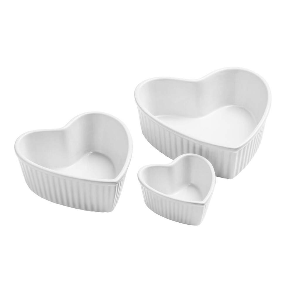 Premier Housewares Amour Heart Shape White Dishes - Set Of 3