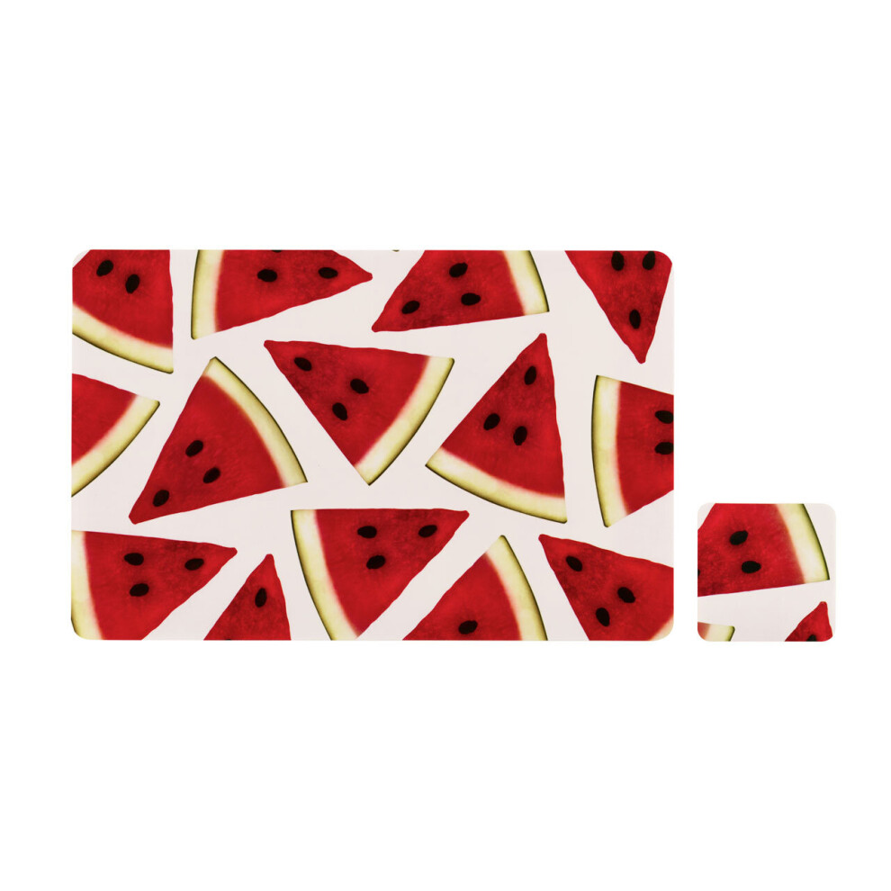 Placemat & Coaster Set Set Of Four Watermelon Placemats And Coasters