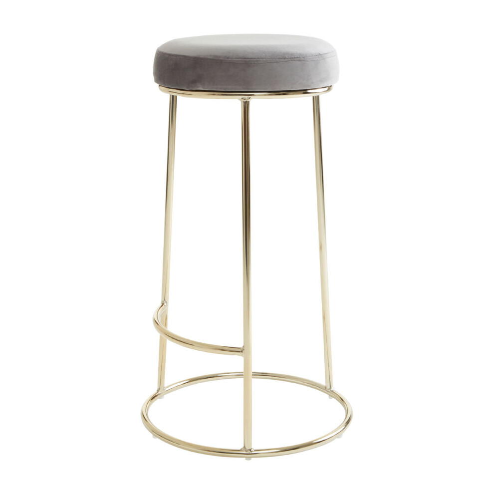 Premier Housewares Manhattan Velvet Tall Bar Stool Grey