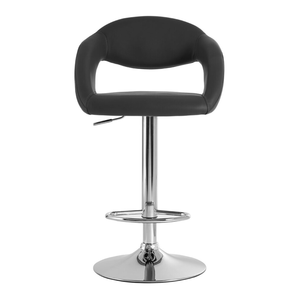 Premier Housewares Black Faux Leather Bar Chair, Backrest Breakfast Bar Chair, Footrest Living Bar Chair Kitchen Grey