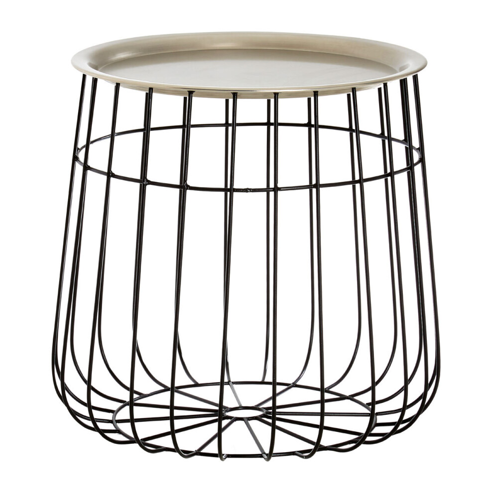 Premier Housewares Templar Silver / Black Wire Detail Side Table