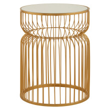 Premier Housewares Avantis Gold Metal Wireframe Round Side Table