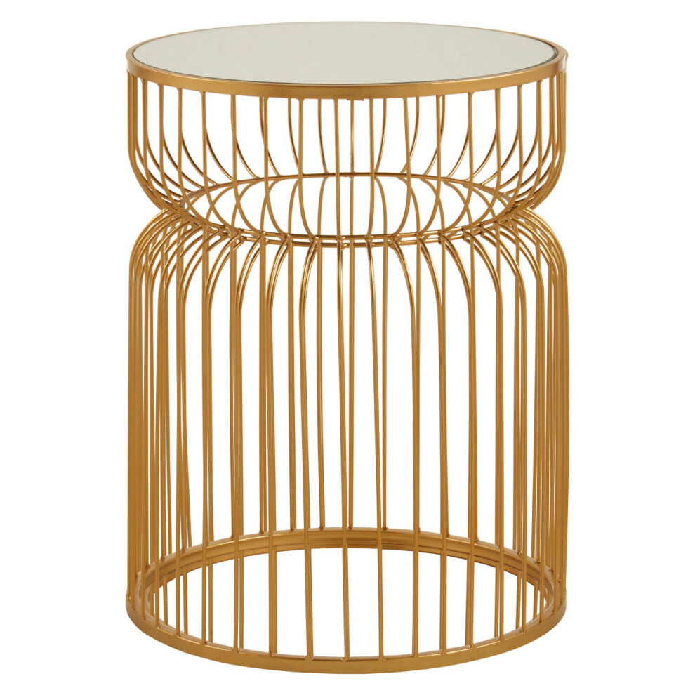 Premier Housewares Avantis Metal Wireframe Round Side Table Gold
