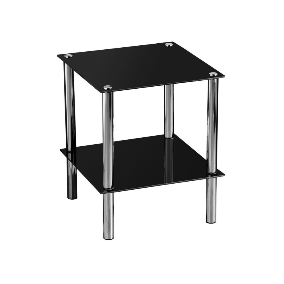 Premier Housewares 2 Tier Black Glass End Table