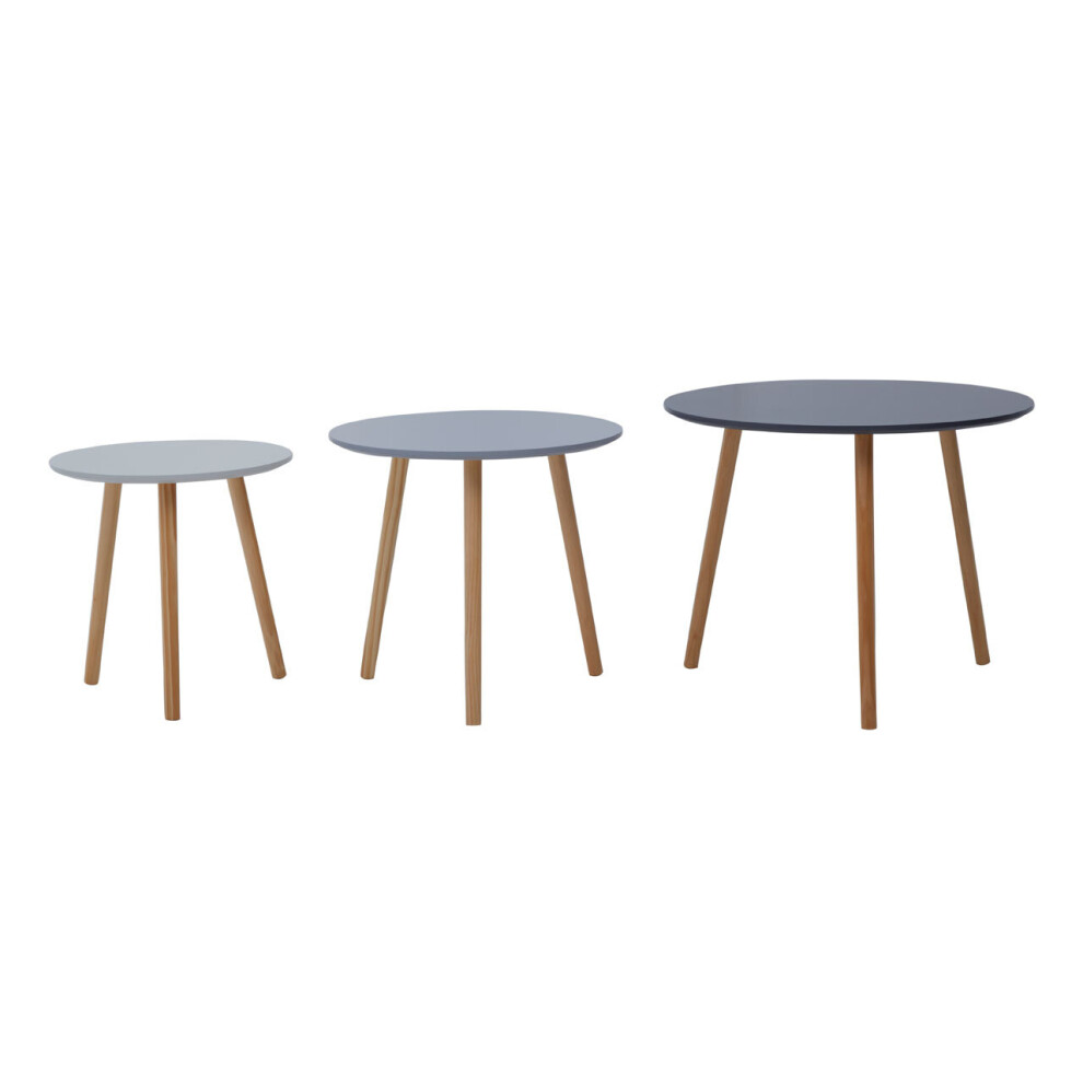 Set Of 3 Round Tables, Triangular Wood Coffee Tables Set