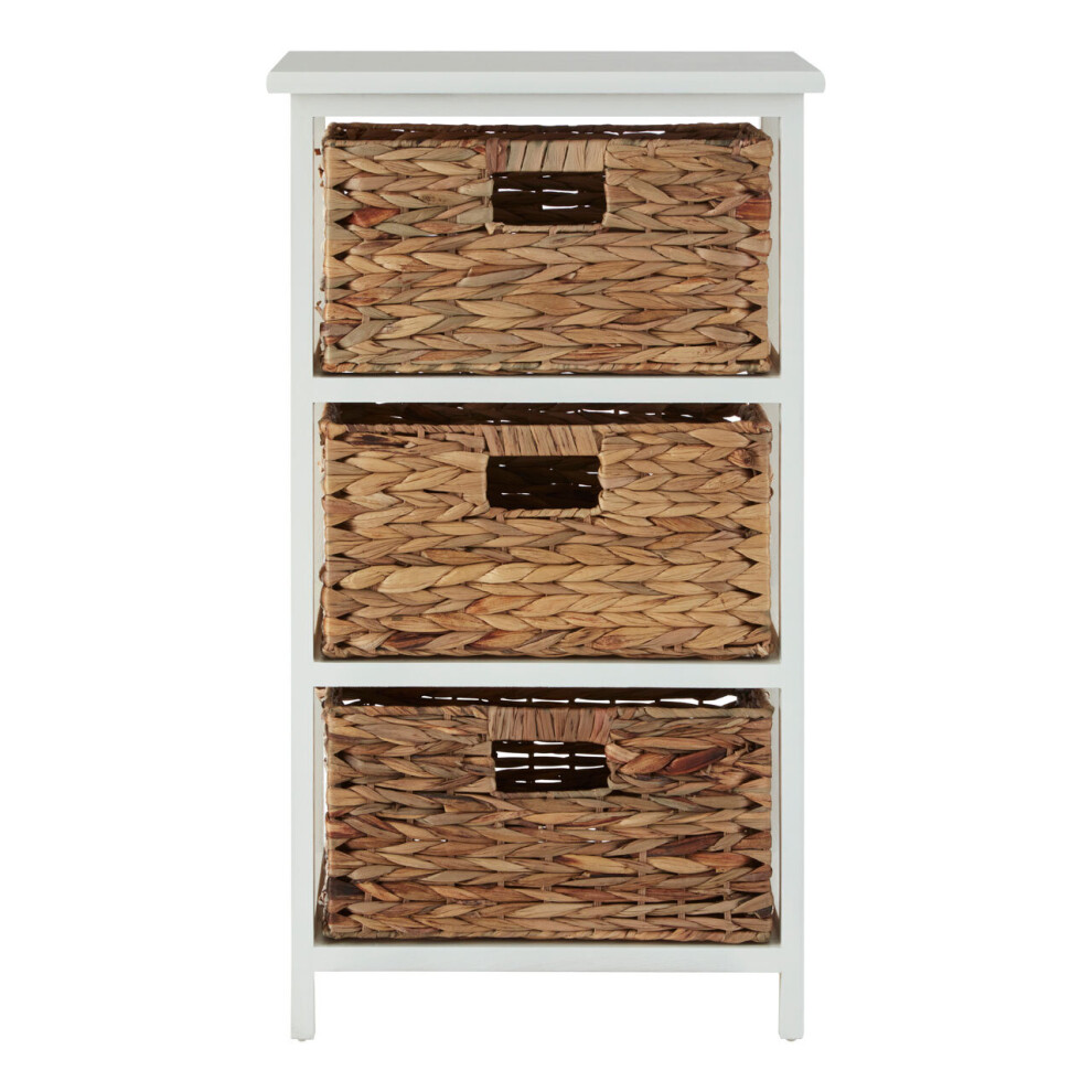 Premier Housewares Padstow 3 Drawer White Frame Storage Unit