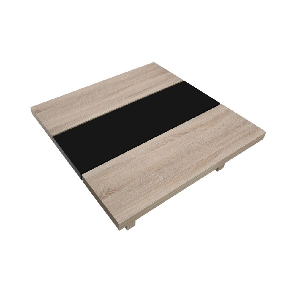 Premier Housewares Modern Style Coffee Table, Natural Wood Coffee Table With High Gloss Finish, Wooden Coffee Table For Home Black