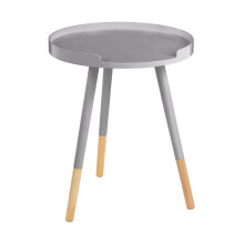 Grey and Natural Round Side Table, Wooden Side Table, Natural Wood Side Table, Contemporary Grey Side Table