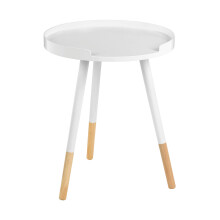 White and Natural Round Side Table, Wooden Side Table, Natural Wood Side Table, White Wood Side Table