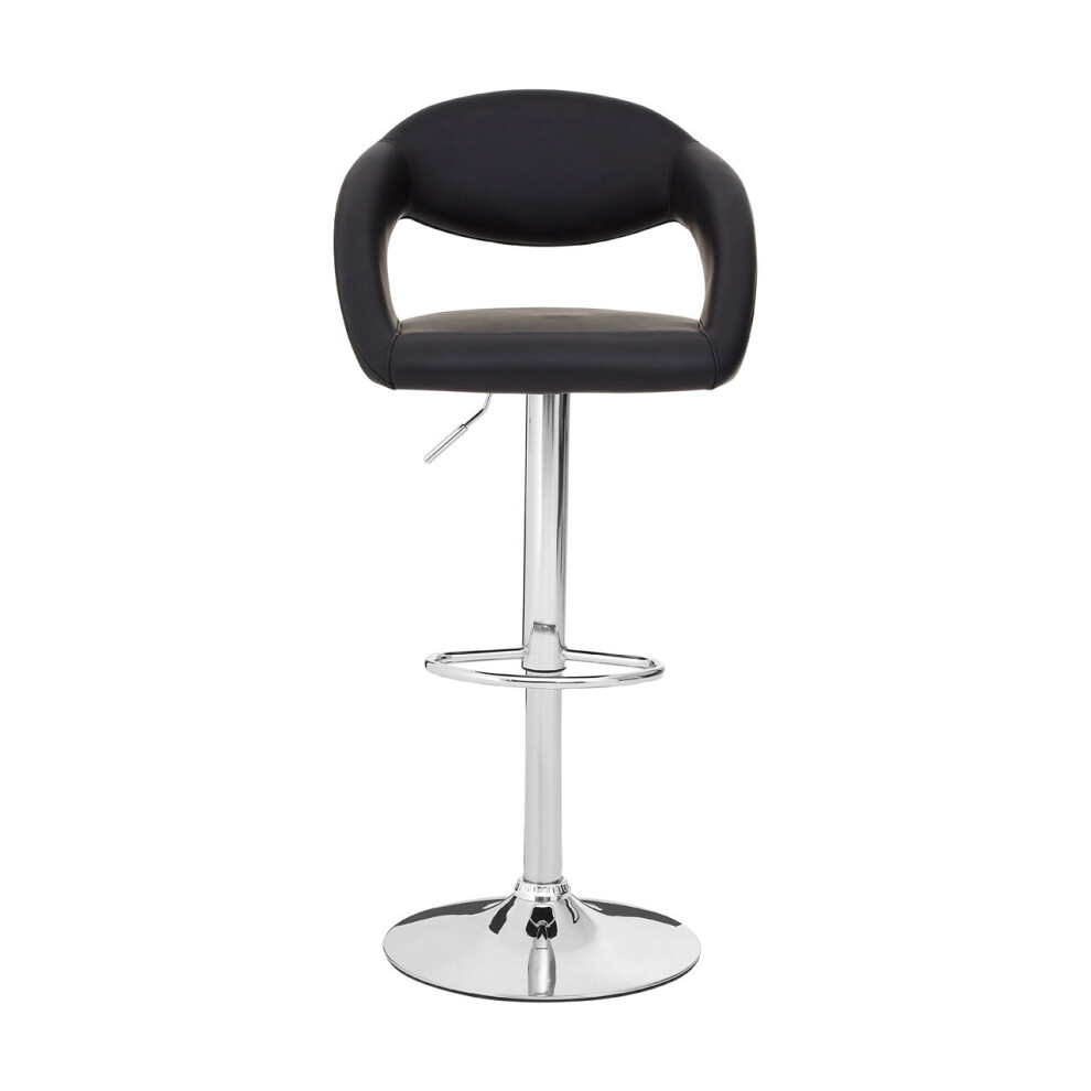 Premier Housewares Faux Leather Bar Chair, Backrest Breakfast Bar Chair, Footrest Living Bar Chair Kitchen Black