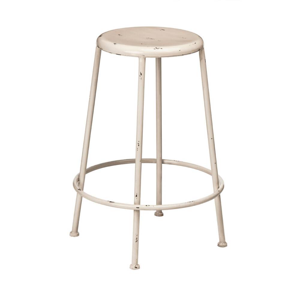 Premier Housewares Artisan Metal Round Footrest Stool Cream
