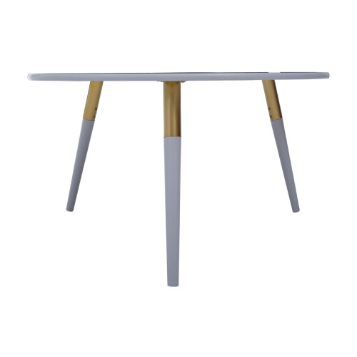 Premier Housewares Light Grey Coffee Table, Triangular Large End Table, Long Lasting Round Top Coffee Table for Indoor, Outdoor 2