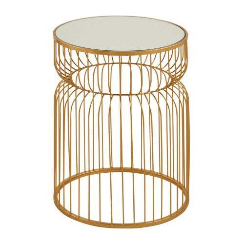 Premier Housewares Premier Housewares Avantis Gold Metal Wireframe Round Side Table 2