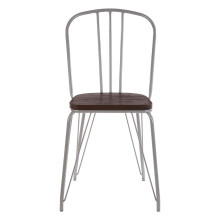 Grey Metal and Elm Wood Arm Chair, Accent Dining Arm Chair, Wooden Living Room Chair for Home, Lounge