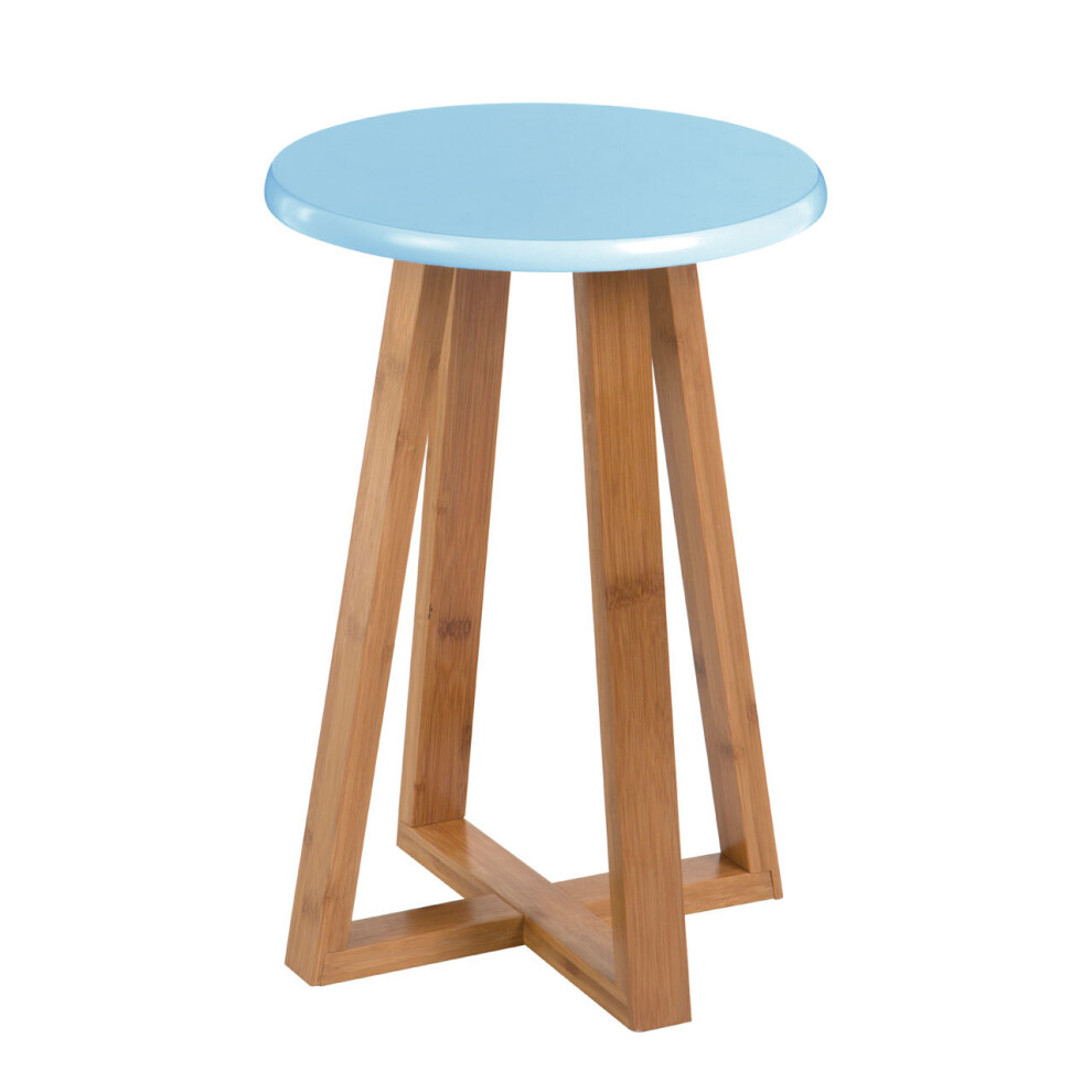 Premier Housewares Viborg Bamboo Round Stool Blue