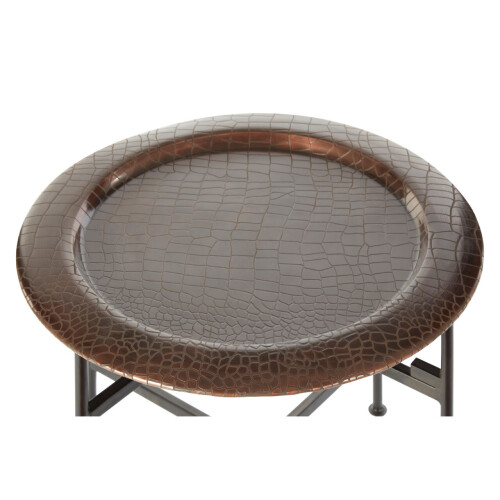 Premier Housewares Contemporary Small Copper And Black Side Table, Round Top Small Lounge Table, Sleek Bed Side Table 2