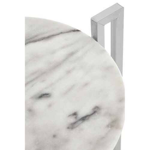 Premier Housewares Elegant White Marble Side Table With Chrome Base, Durable Side Table By Couch, Versatile Small Lounge Table 2