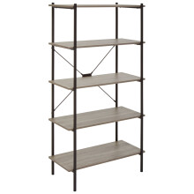 Versatile Five Tier Grey Oak Shelf Unit, Ample Storage Shelving Unit, Sturdy And Durable tall Cupboards