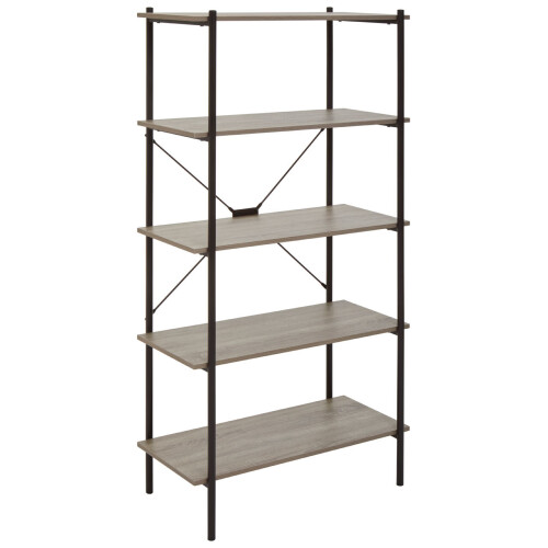 Premier Housewares Versatile Five Tier Grey Oak Shelf Unit, Ample Storage Shelving Unit, Sturdy And Durable tall Cupboards