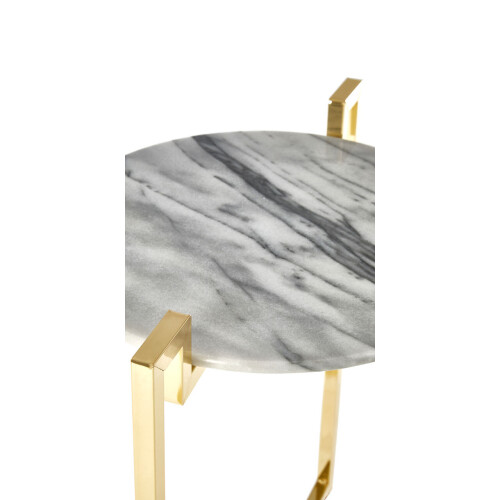 Premier Housewares Versatile White Marble Side Table With Warm Gold Base, Durable Side Table By Couch, Elegant Lounge Table 1