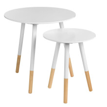 Stylish And Elegant Design Set Of Two White Round Side Tables, Durable And Sturdy Side Tables, Small Tables