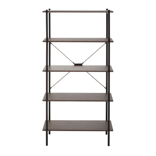 Premier Housewares Storage Five Tier Dark Oak Shelf Unit, Versatile And Adaptable Shelving Unit, Durable tall Cupboards 2