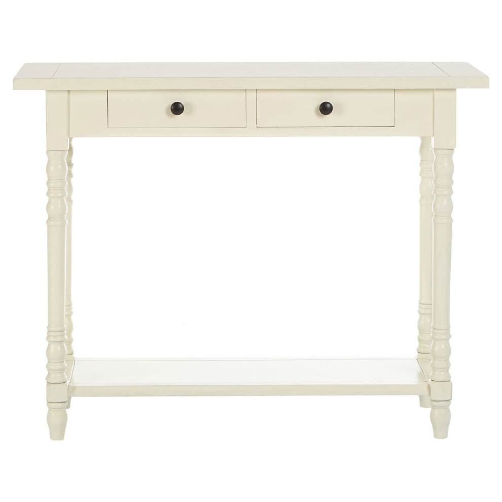 Premier Housewares Console Table For Hallway, Pine Wood Hallway Table For Home Décor, Wood Table With 2 Drawers For Office White