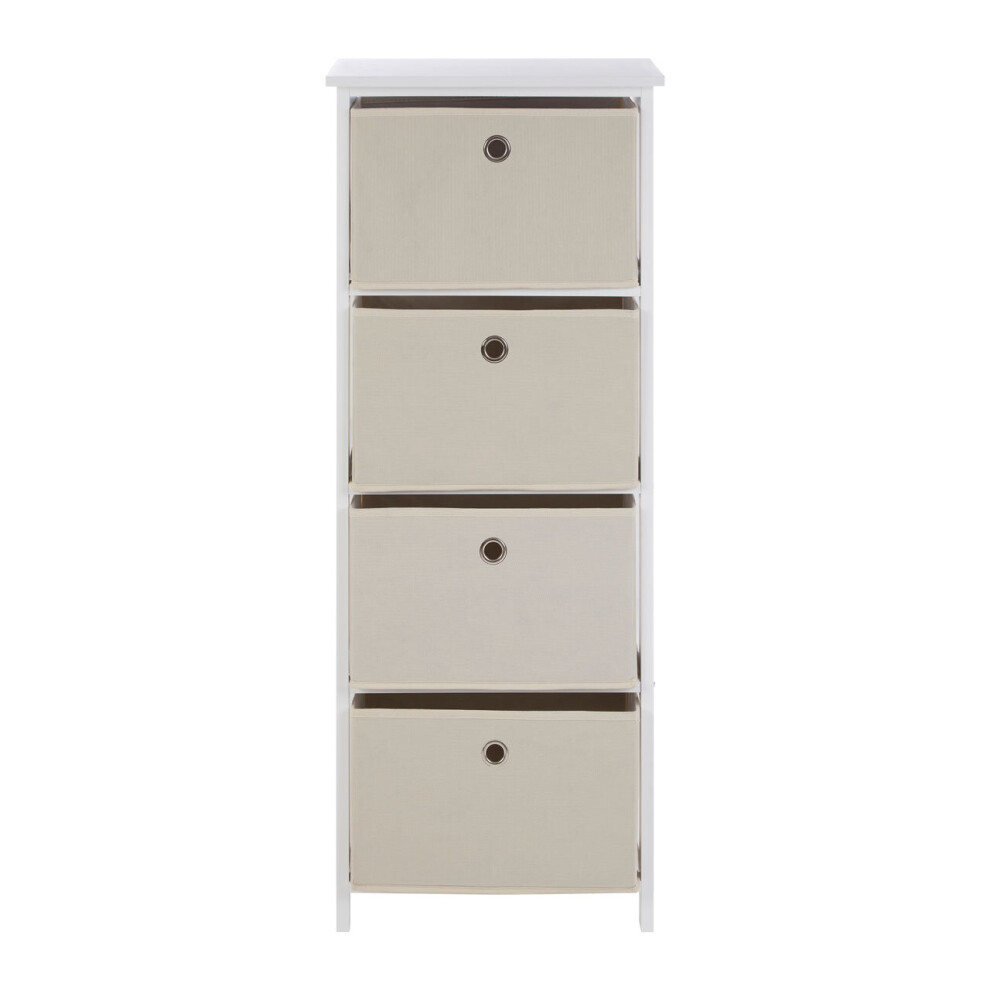 Premier Housewares Lindo 4 Natural Fabric Drawers Cabinet