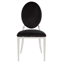 Stackable Silver Finish Dining Chair, Backrest Indoor Velvet Chair, Easy to Clean Bedroom Velvet Chair