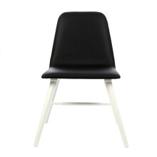 Black Leather Effect Dining Chair with White Legs, High Quality Leather Chair, Accent Chair, Borg Chair