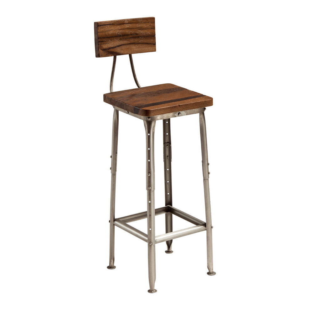 Premier Housewares Industrial Bar Chair, Comfortable Seating Breakfast Bar Chair, Footrest Living Bar Chair Kitchen