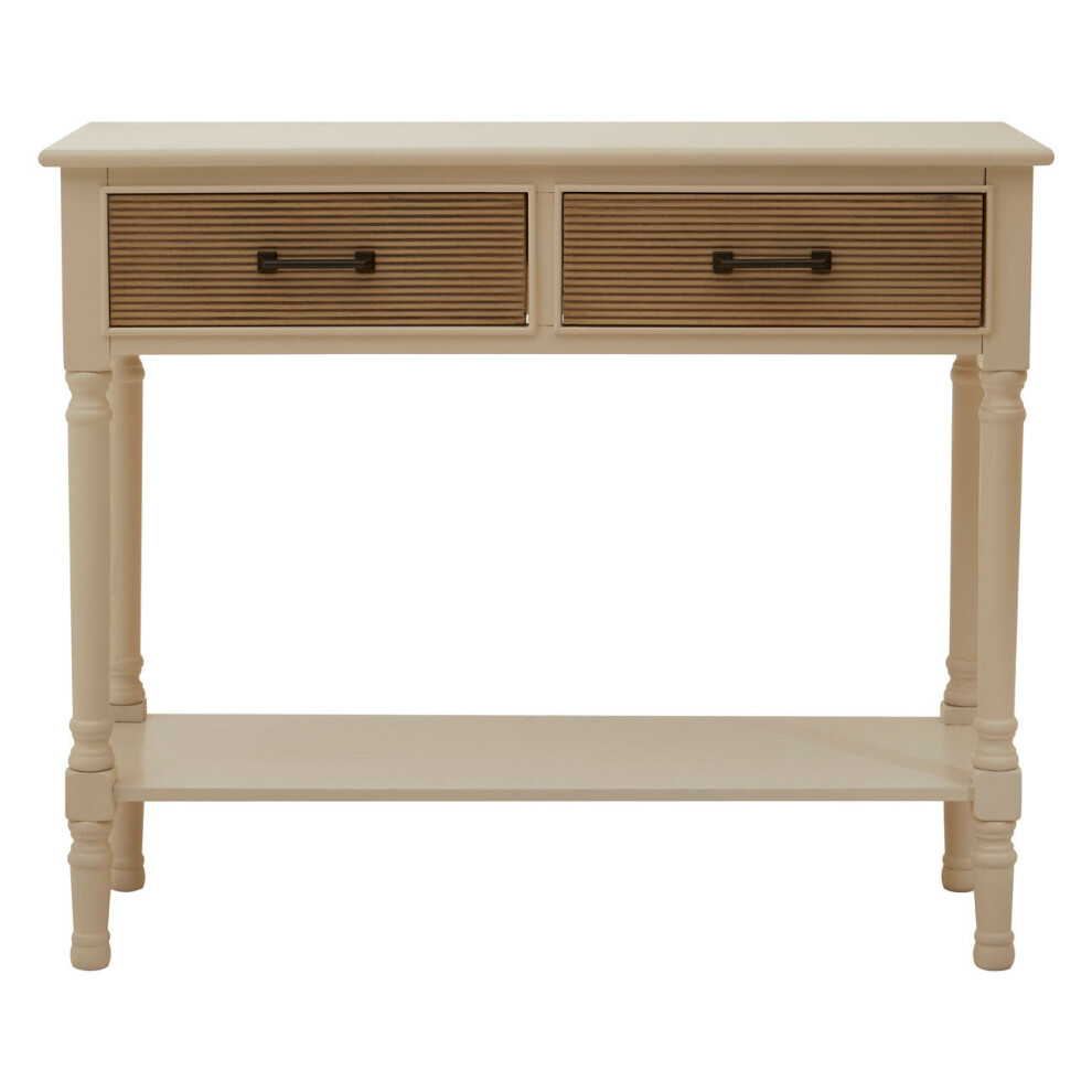 Premier Housewares Console Table For Hallway, Pine Wood Hallway Table For Home Décor, Wood Table With 2 Drawers For Office White