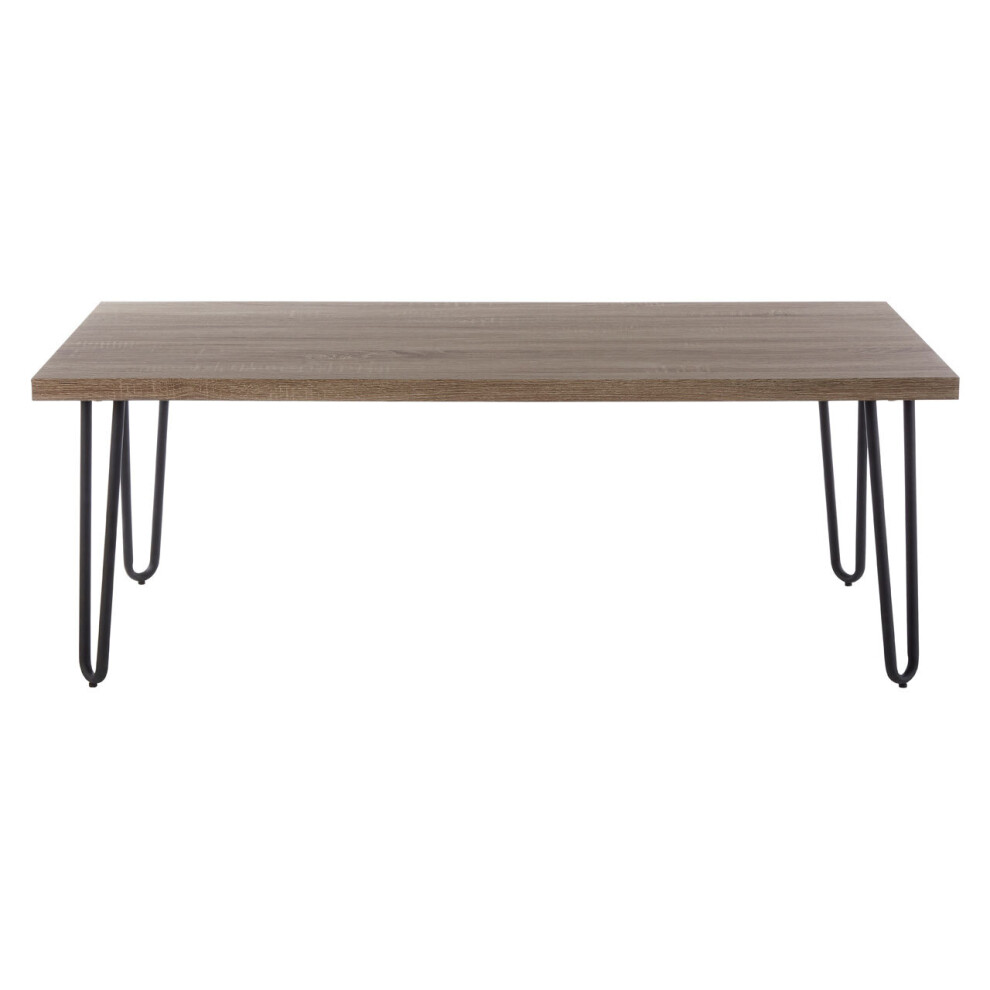Premier Housewares Spacious Borough Coffee Table, Sleek Hairpin Legs Display Table, Wooden Top Decorative Table For Living Room Black