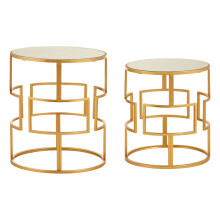 Premier Housewares Avantis Set of 2 Gold Metal/Round Side Tables