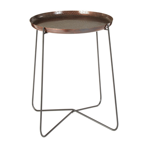 Premier Housewares Sleek Large Copper And Black Side Table, Round Top Small Lounge Table, Contemporary Bed Side Table 1