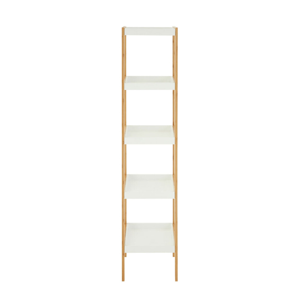 Premier Housewares Nostra 5 Tier White / Bamboo Shelf Unit
