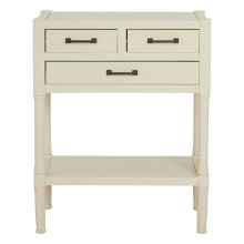 Pearl White Console Table for Hallway, Pine Wood Wood Table for Home Décor with 3 drawers